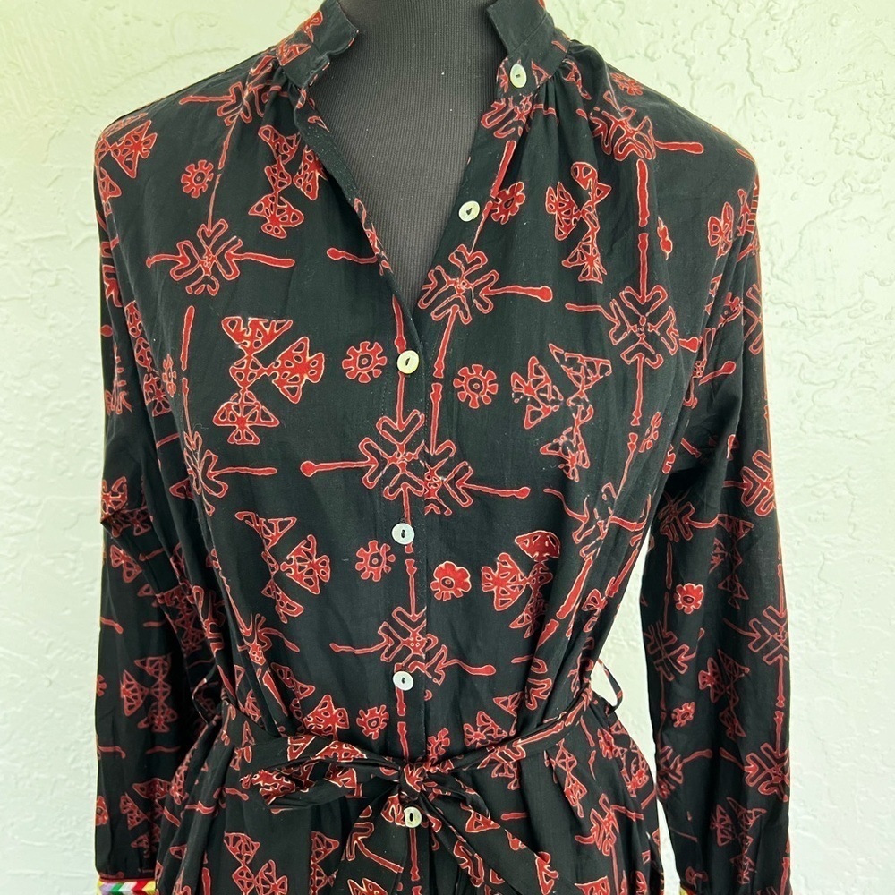 Alix Of Bohemia Shawna Lamu Cotton Button Down Midi Dress Womens Small New - Picture 9 of 14
